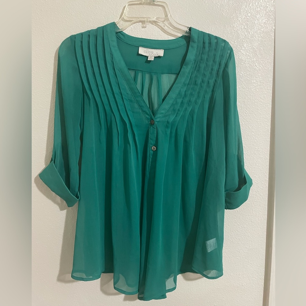 Teal sheer blouse